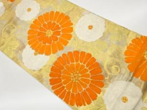 引箔花唐草模様織出し袋帯